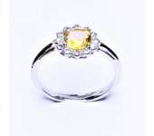 Zlatý prsten, bílé zlato, přírodní citrín, čiré zirkony, T 1495