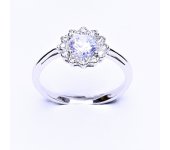 Zlatý prsten, bílé zlato, čiré zirkony, T 1495