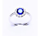 Zlatý prsten, bílé zlato, zirkon spinel, čiré zirkony, T 1495