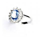 Zlatý prsten, bílé zlato, Kate, přírodní topaz swiss, čiré zirkony,  T 1507 