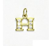 Zlatý přívěsek, žluté zlato, čiré zirkony, písmenko H , P 1106 