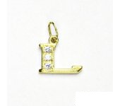 Zlatý přívěsek, žluté zlato, čiré zirkony, písmenko L, P 1106  