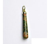 Zlatý přívěsek, žluté zlato, přírodní epidot-unakit,  P 41 