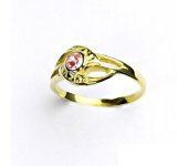 Zlatý prstýnek, žluté zlato, prsten ze zlata, růžový zirkon, T 1041