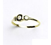 Zlatý prsten, žluté zlato, s čirými zirkony, prstýnek ze zlata, T 1122 