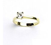 Zlatý prsten, žluté zlato, čirý zirkon, prstýnek ze zlata, T 1223