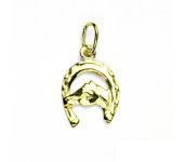 Zlatý přívěsek, podkova s hlavou koně, žluté zlato, zlatá podkova, P 9