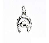 Zlatý přívěsek, podkova s hlavou koně, bílé zlato, zlatá podkova, P 9 