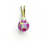 Zlatý přívěsek, žluté zlato, přívěsek s růžovým synt. opálem, P 1207 A
