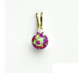 Zlatý přívěsek, žluté zlato, přívěsek se syntetickým růžovým opálem, P 1243