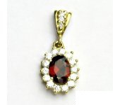 Zlatý přívěsek Kate, žluté zlato, přírodní granát, čiré zirkony, P 1507/2  