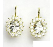 Zlaté náušnice, Kate, žluté zlato, čiré zirkony, náušnice se zirkony, NK 1507  