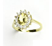 Zlatý prsten, žluté zlato,Kate, přírodní citrín pálený, čiré zirkony, T 1507