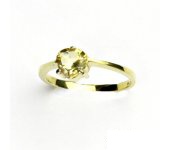 Zlatý prsten,žluté zlato, přírodní citrín pálený, prstýnek ze zlata, T 1362  