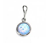 Zlatý přívěsek, bílé zlato, sv, modrý syntetický opál, přívěsek s opálem, P 1503