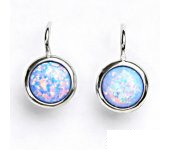 Zlaté náušice, bílé zlato, syntetický sv. modrý opál, náušice s opálem,  NK 1503 