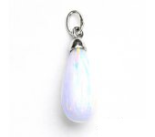 Zlatý přívěsek, bílé zlato, bílý syntetický opál, přívěsek s opálem, P 41