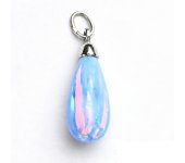 Zlatý přívěsek, bílé zlato, světle modrý syntetický opál, přívěsek s opálem, P 41 