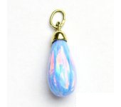 Zlatý přívěsek, žluté zlato, sv. modrý syntetický opál, přívěsek s opálem, P 41  