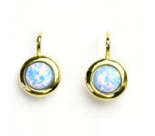 Zlaté náušice,žluté zlato, syntetický světle modrý opál, NK 1471  