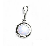 Zlatý přívěsek, bílé zlato, bílý syntetický opál, přívěsek s opálem, P 1472/22