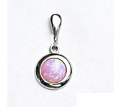 Zlatý přívěsek, bílé zlato, růžový syntetický opál, P 1472/22  