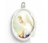 Zlatý přívěsek, bílé zlato, porcelánová Madonka, Panna Marie, P 158 (M-6) 