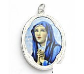 Zlatý přívěsek, bílé zlato,porcelánová Madonka, Panna Marie, P 158  (M-3 ) 