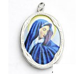 Zlatý přívěsek,bílé zlato,porcelánová Madonka, Panna Marie, P 158 (M-1)
