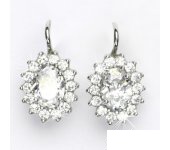 Zlaté náušnice, Kate, bílé zlato, čiré zirkony, NK 1507