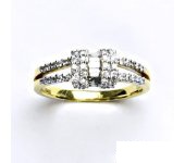 Zlatý prsten s diamanty, briliant, prstýnek, žluté zlato, diamant, vel. 54, 3,64 g