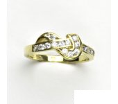 Zlatý prstten, žluté zlato, prstýnek ze zlata s čirými zirkony, 2,46 g, vel. 52