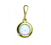 Zlatý přívěsek, žluté zlato, světle modrý syntetický opál, P 1472/22 