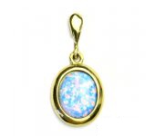 Zlatý přívěsek, žluté zlato, světle modrý syntetický opál, P 1453/22