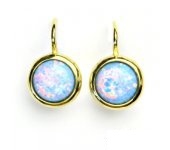 Zlaté náušice,žluté zlato,syntetický světle modrý opál,náušnice s opálem, NK 1503 