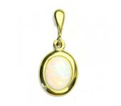 Zlatý přívěsek, žluté zlato, bílý syntetický opál, přívěsek s opálem, P 1515