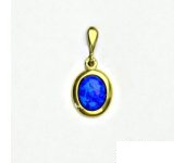 Zlatý přívěsek, žluté zlato, tmavě modrý syntetický opál, P 1354 