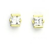 Zlaté náušnice, žluté zlato, náušnice s čirými zirkony, VE 16