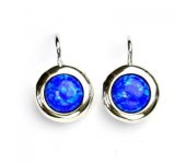 Zlaté náušice, bílé zlato, syntetický tmavě modrý opál, NK 1472