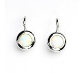 Zlaté náušice, bílé zlato, syntetický bílý opál, NK 1470