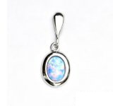 Zlatý přívěsek, bílé zlato, světle modrý syntetický opál, P 1354 