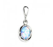Zlatý přívěsek, bílé zlato, syntetický světle modrý opál, P 1374