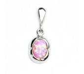 Zlatý přívěsek, bílé zlato, syntetický růžový opál, P 1374   