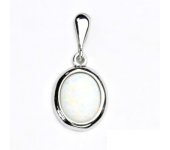 Zlatý přívěsek, bílé zlato, bílý syntetický opál, P 1453