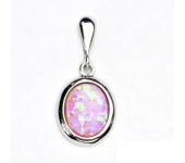 Zlatý přívěsek, bílé zlato, růžový syntetický opál, P 1453