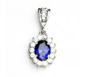 Zlatý přívěsek Kate, bílé zlato, syntetický safír, číré zirkony,  P 1507/2