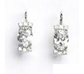 Zlaté náušnice, bílé zlato, náušnice s čirými zirkony, VE 23 
