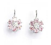 Zlaté náušnice, bílé zlato, růžové a čiré zirkony, VE 24   