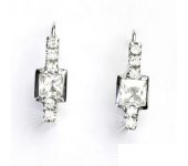 Zlaté náušnice, bílé zlato, náušnice s čirými zirkony, VE 37
