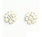 Zlaté náušnice, žluté zlato, náušnice s čirými zikony, kytičky, VE 52